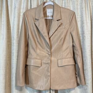 Avec‎ Les Filles Jacket Pink Vegan Faux Leather Coat Quiet Luxury Women's Medium